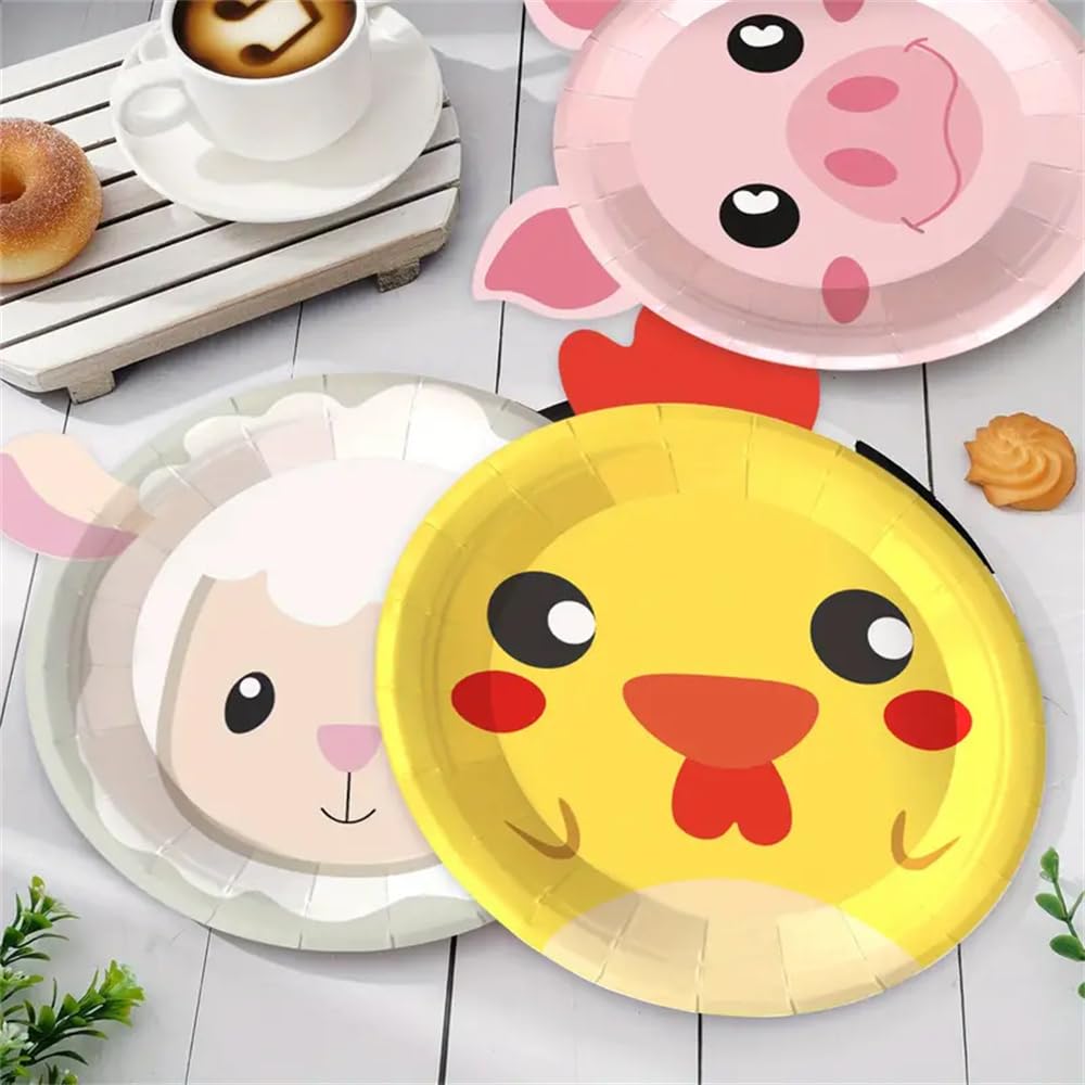 Platos de Papel para Fiestas de Animales de Granja