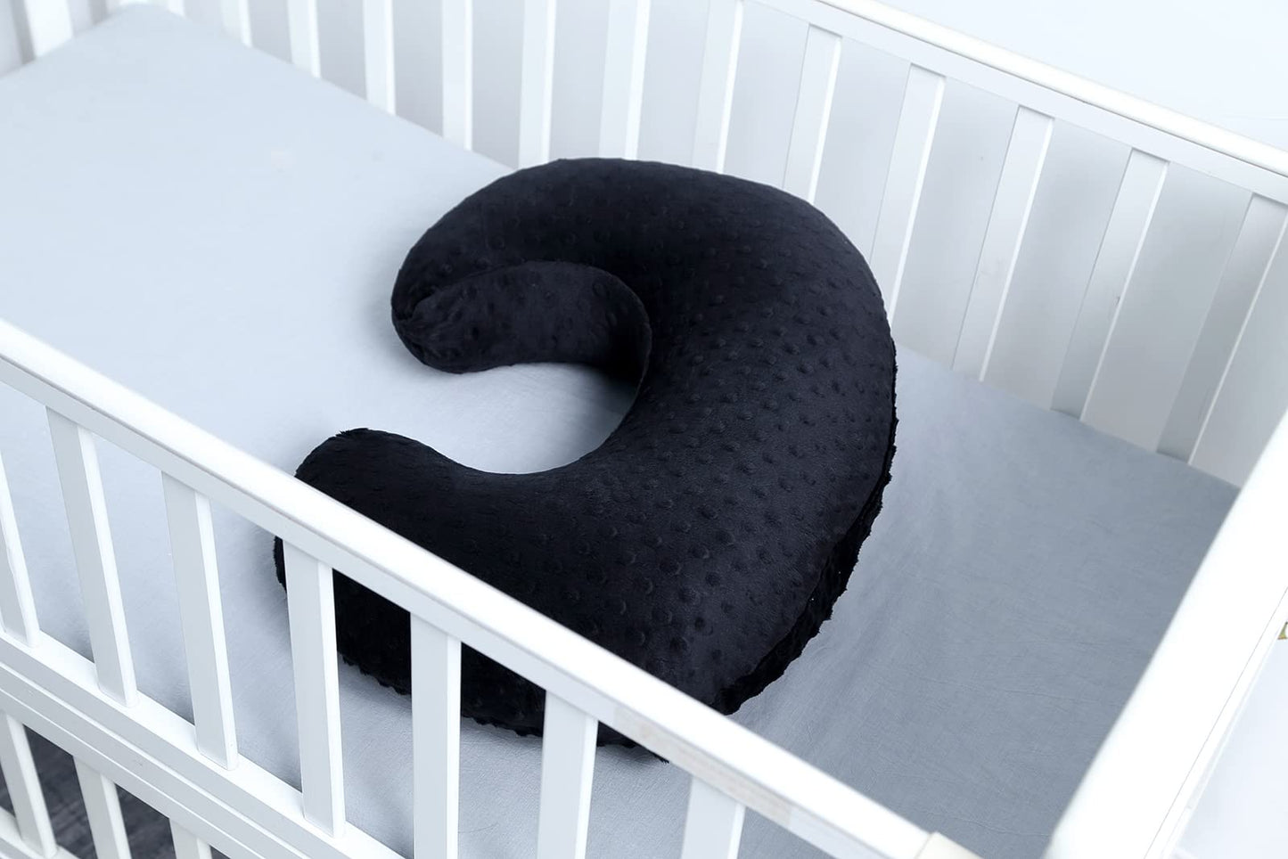 Funda de Almohada de Lactancia DONOMILO Negro con Puntos Súper Suave para Bebé y Niña