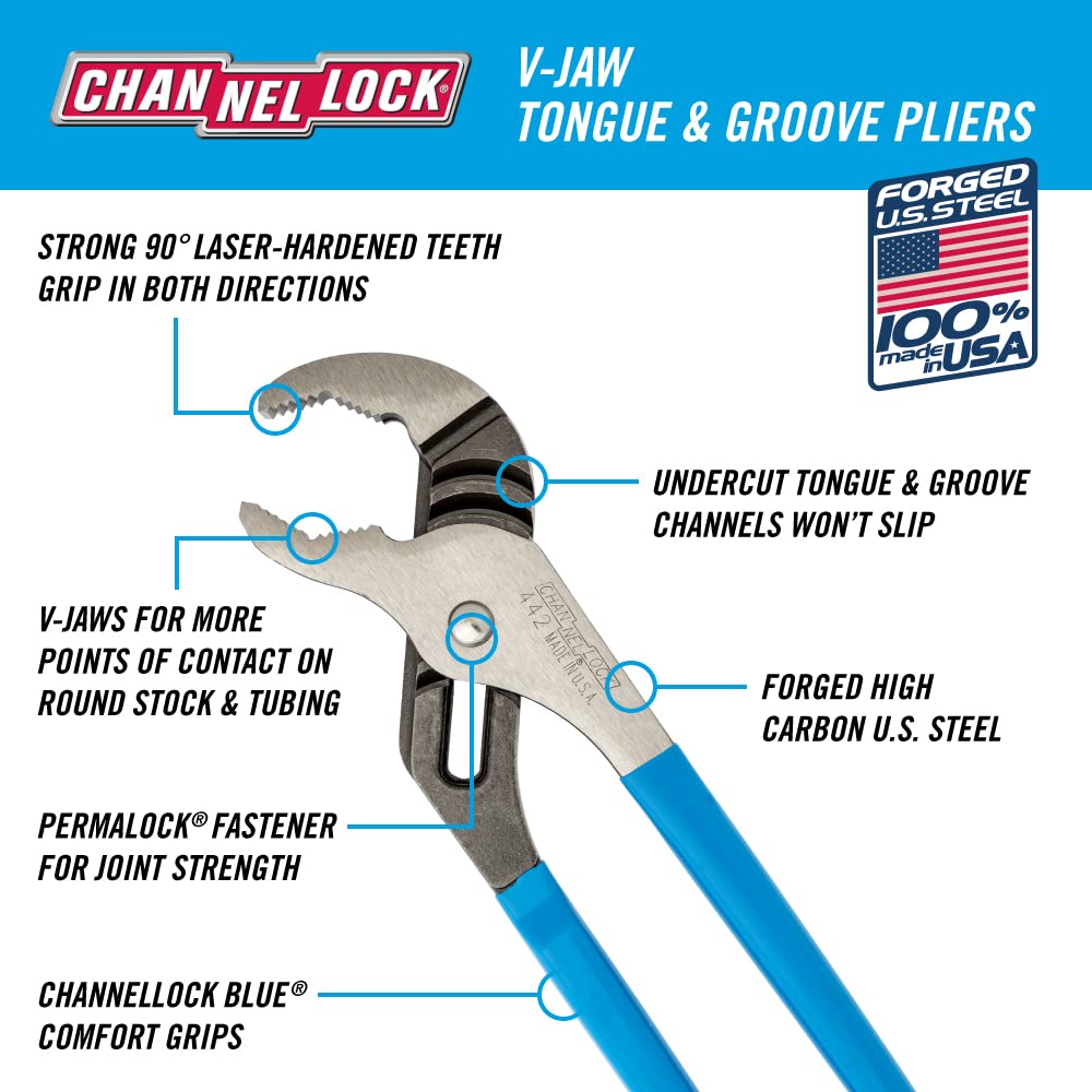 Channellock 442 Pinza de Extensión Mordaza En "V" de 12"