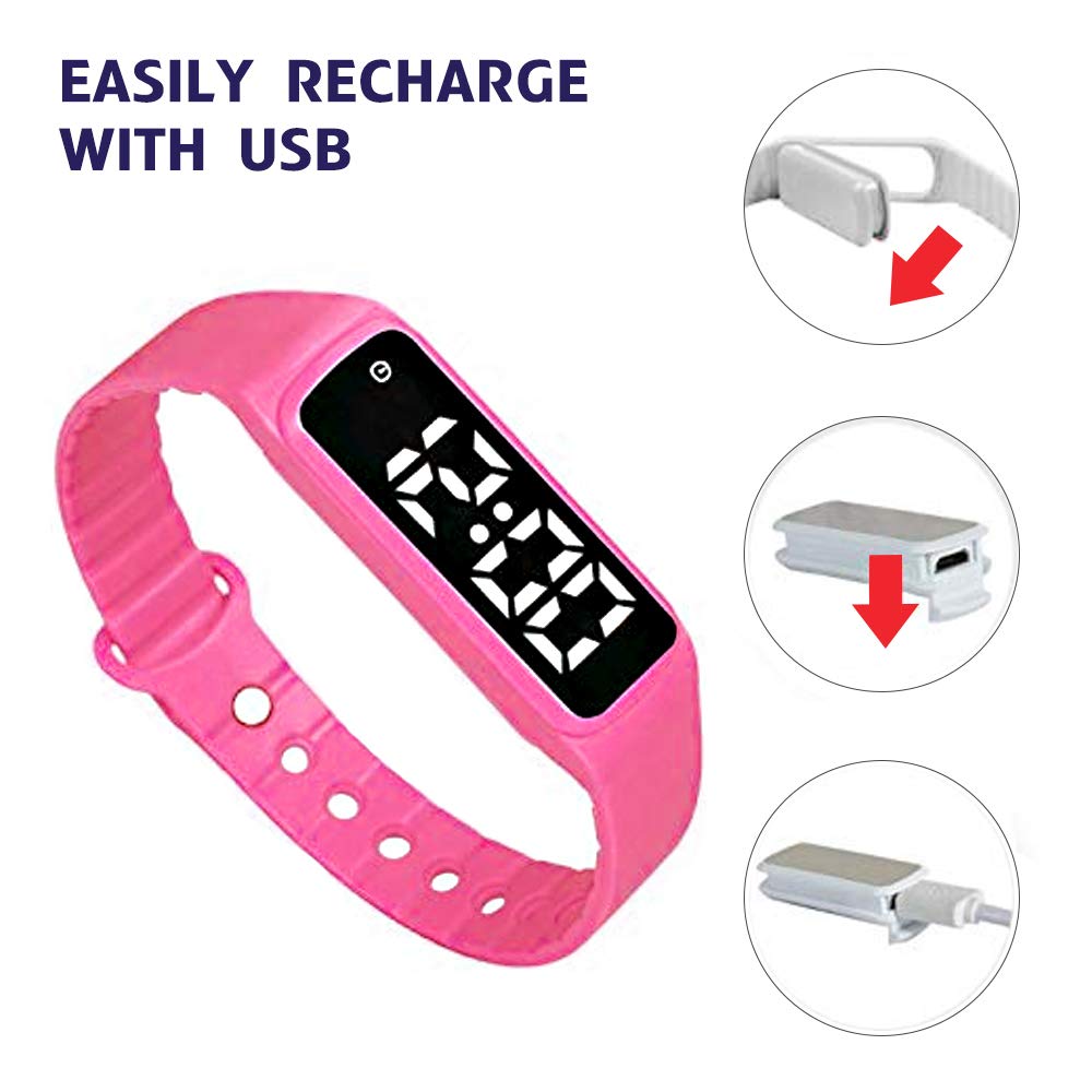 e-vibra - Reloj de entrenamiento para orinal, con alarma vibratoria silenciosa con temporizador de cuenta regresiva (rojo rosa)