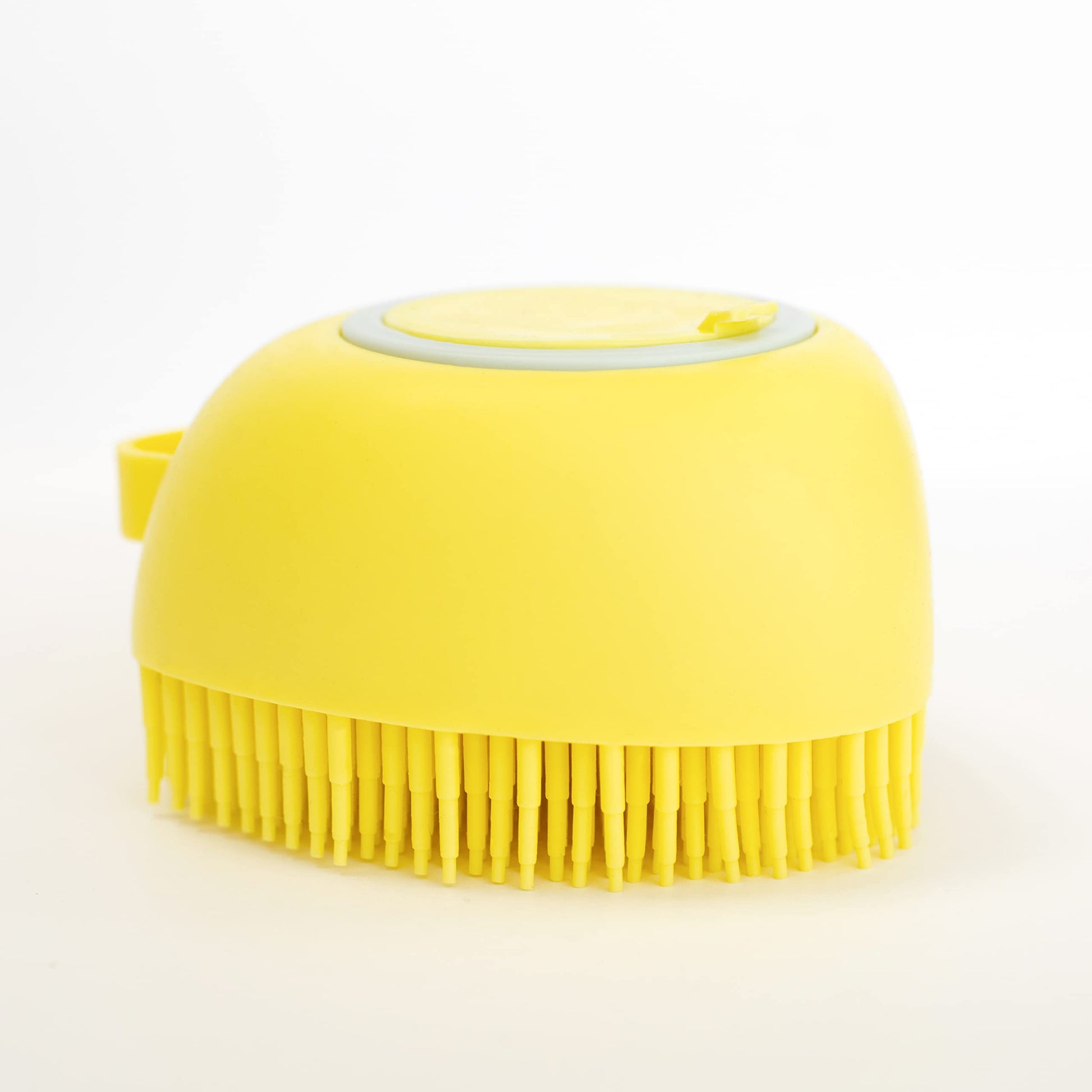Generic Cepillo de Baño para Perro y Mascotas de Pelo Corto y Largo de Silicona Suave con Dispensador de Champú (Amarillo)