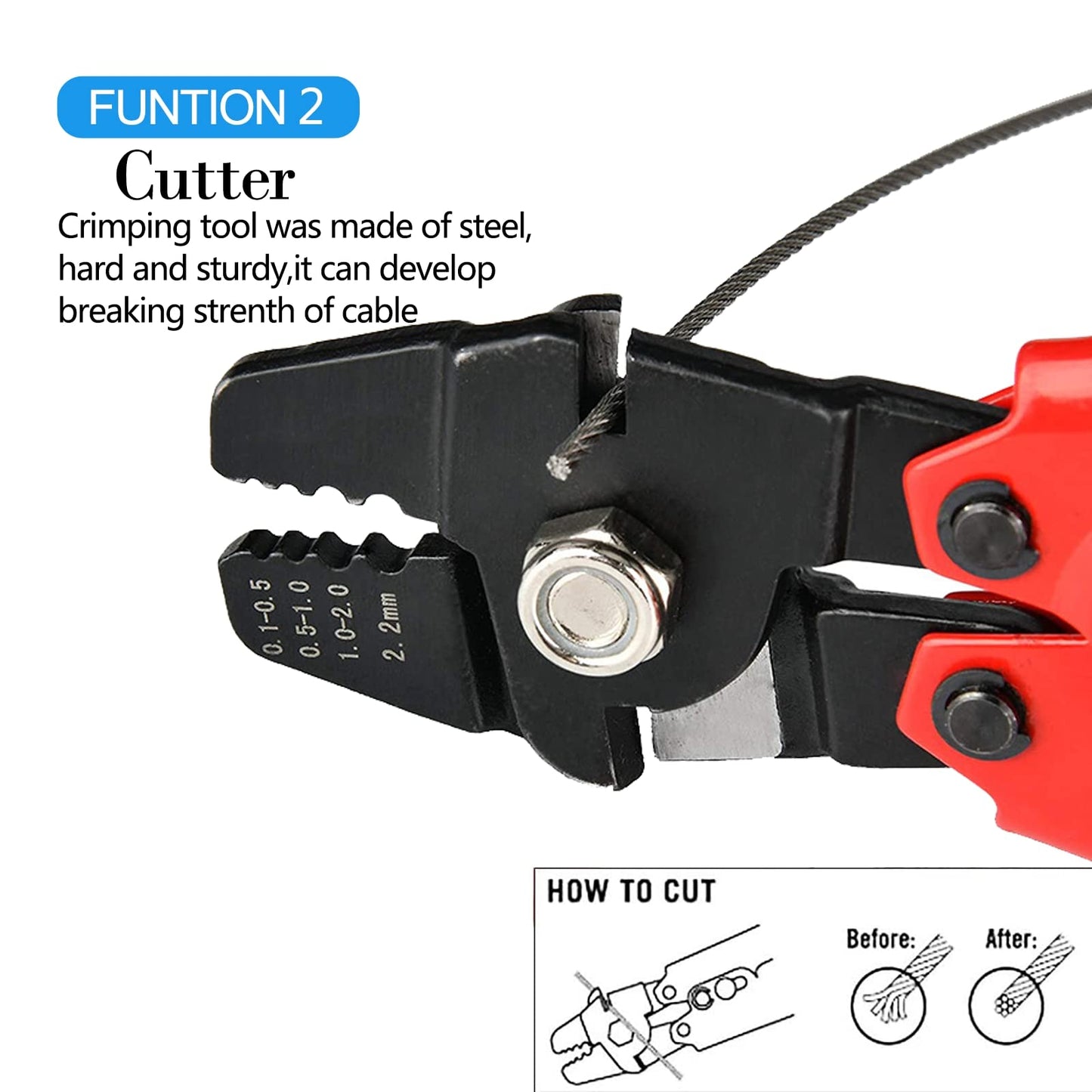 Kit de herramientas para prensar cuerda de alambre, con cable de acero inoxidable 1/16-304 5029.2 cm (núcleo de 7 x 7 filas), 100 tapones de aluminio para manguito de bucle (cuerda de 5029.2 cm 100