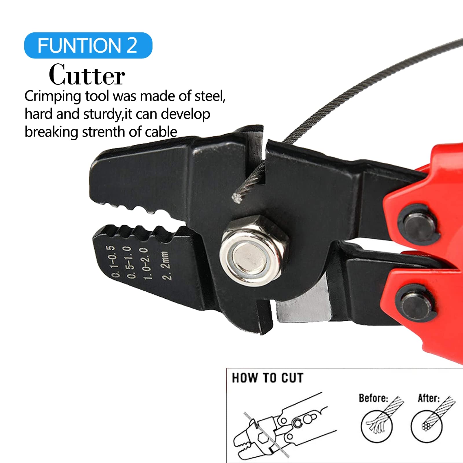 Kit de herramientas para prensar cuerda de alambre, con cable de acero inoxidable 1/16-304 5029.2 cm (núcleo de 7 x 7 filas), 100 tapones de aluminio para manguito de bucle (cuerda de 5029.2 cm 100
