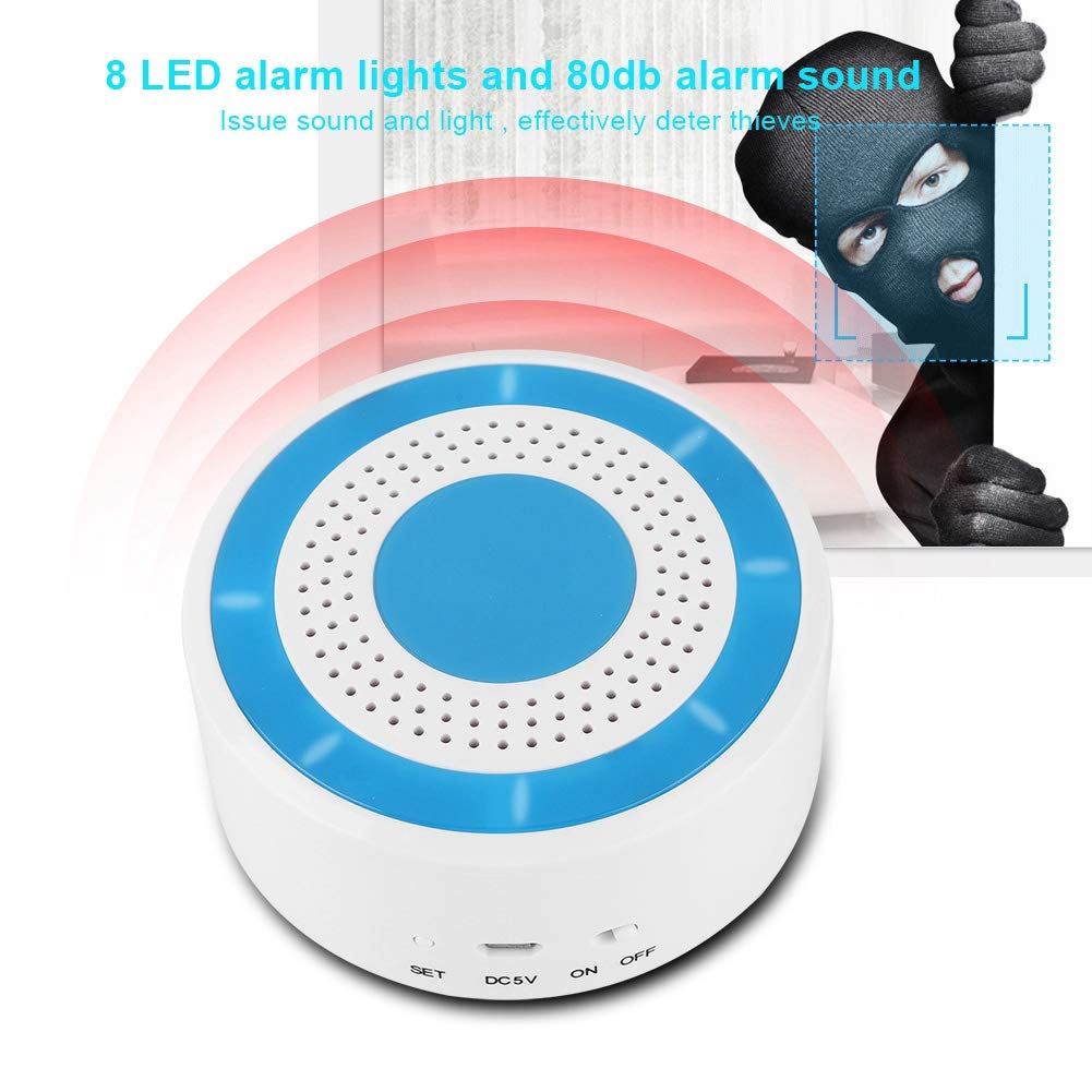 Sirena Estroboscópica Inalámbrica de 433 MHz con Alarma de Sonido y 8 Luces LED para Panel de Alarma WiFi GSM