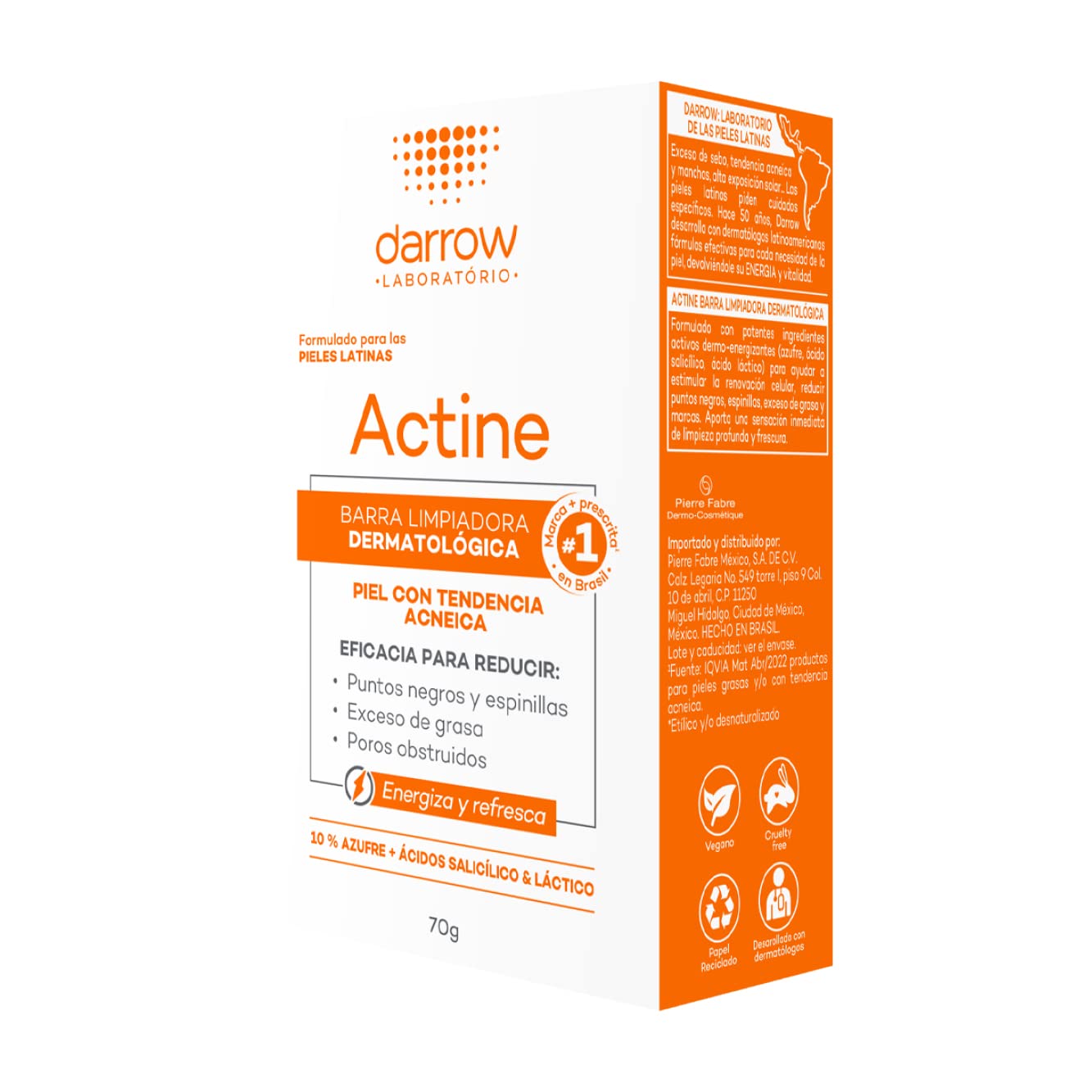 Darrow Actine, Barra Limpiadora con Vitamina C, Piel Grasa