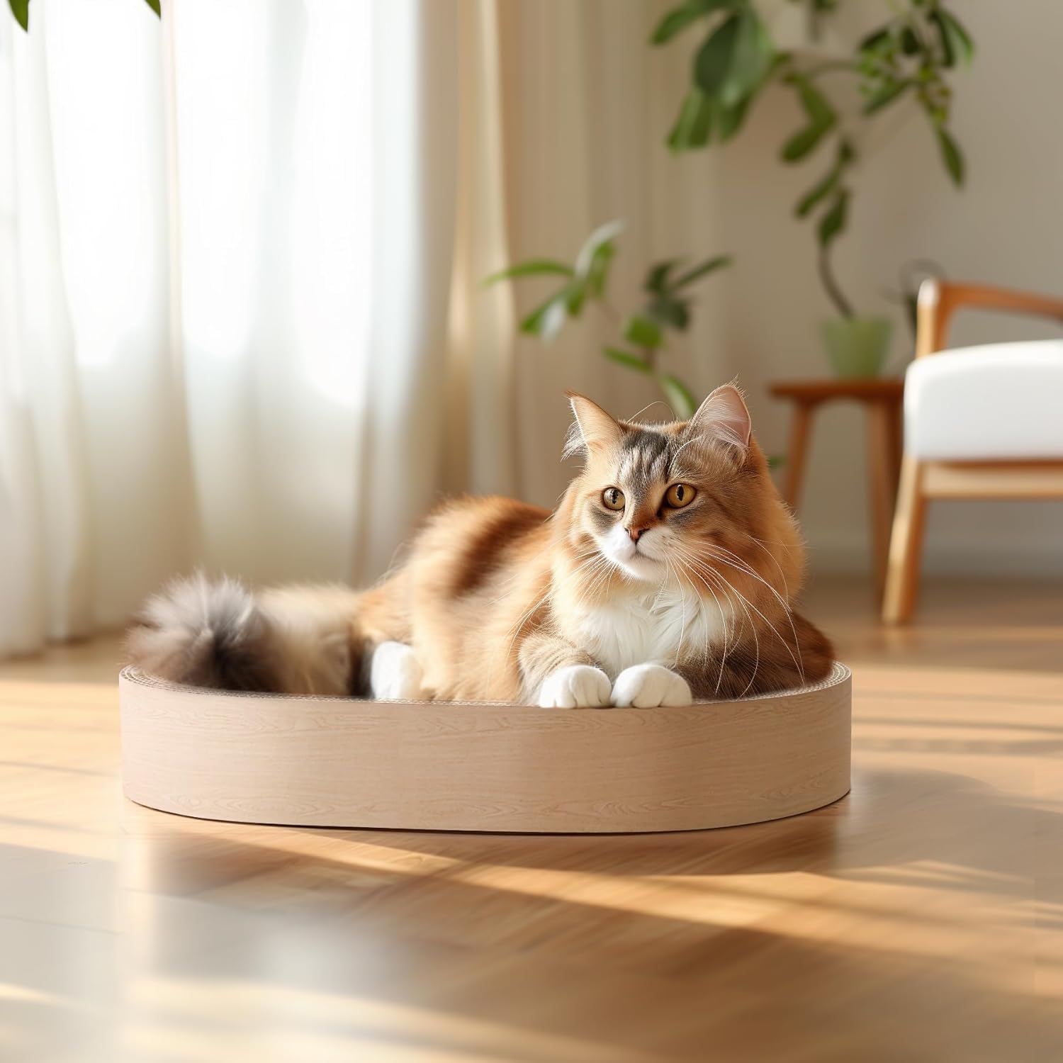 ComSaf Tabla De Rascar para Gatos - Rascador De Gatos para Gatos De Interior, Almohadilla para Raspar Gatos De Cartón Oval Cat Rascador Cama para Gatito, Durable Cat Scratcher Bowl Circle, P