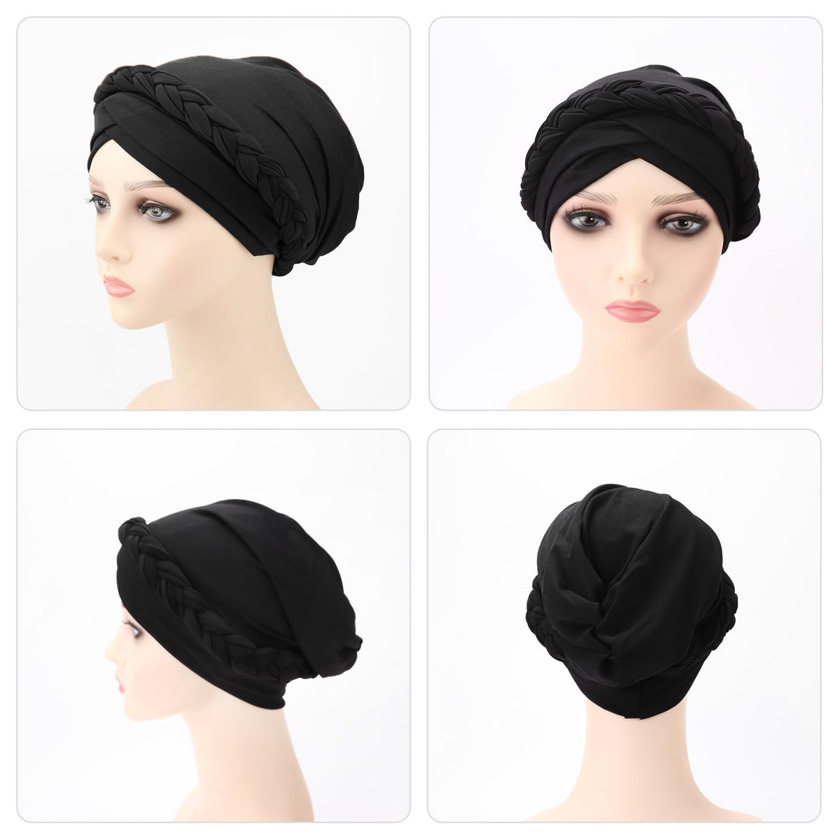 DRESHOW Turbante Africano para Mujeres Preatado Trenzado Envoltura de Cabeza Sombreros Moda Gorra de Dormi Gorro Cáncer de Quimio