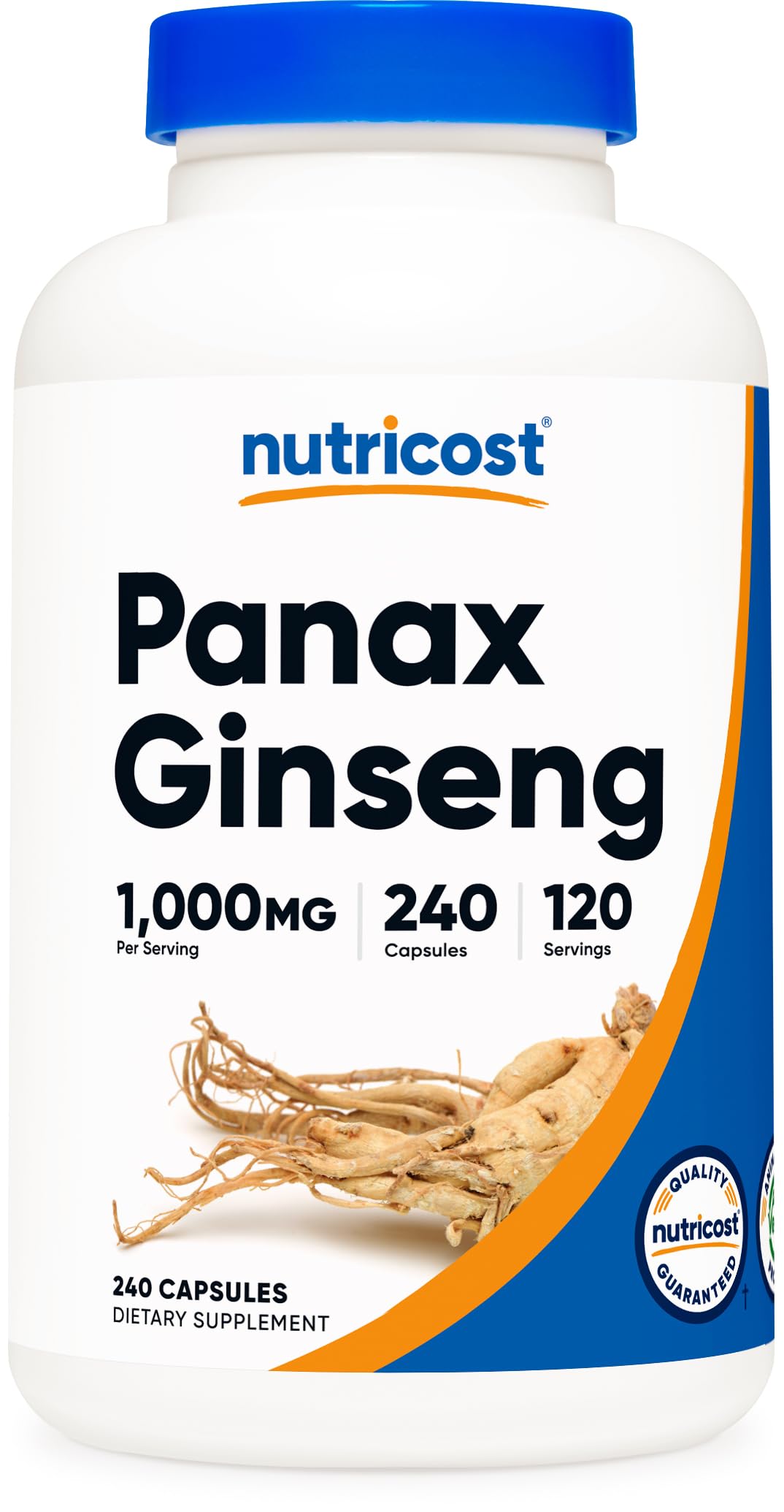 Suplemento Nutricost Panax Ginseng 1000 mg sin OMG y sin Gluten