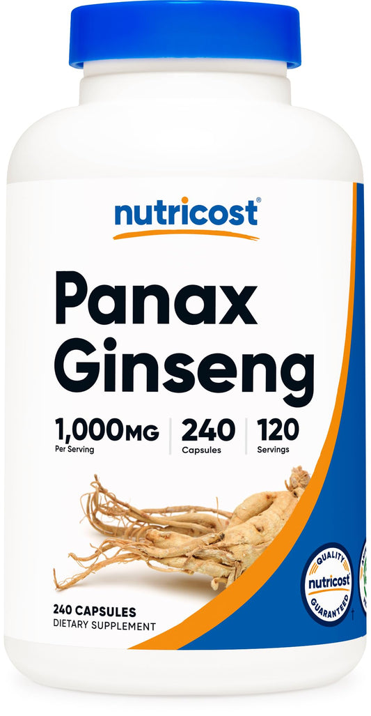 Suplemento Nutricost Panax Ginseng 1000 mg sin OMG y sin Gluten