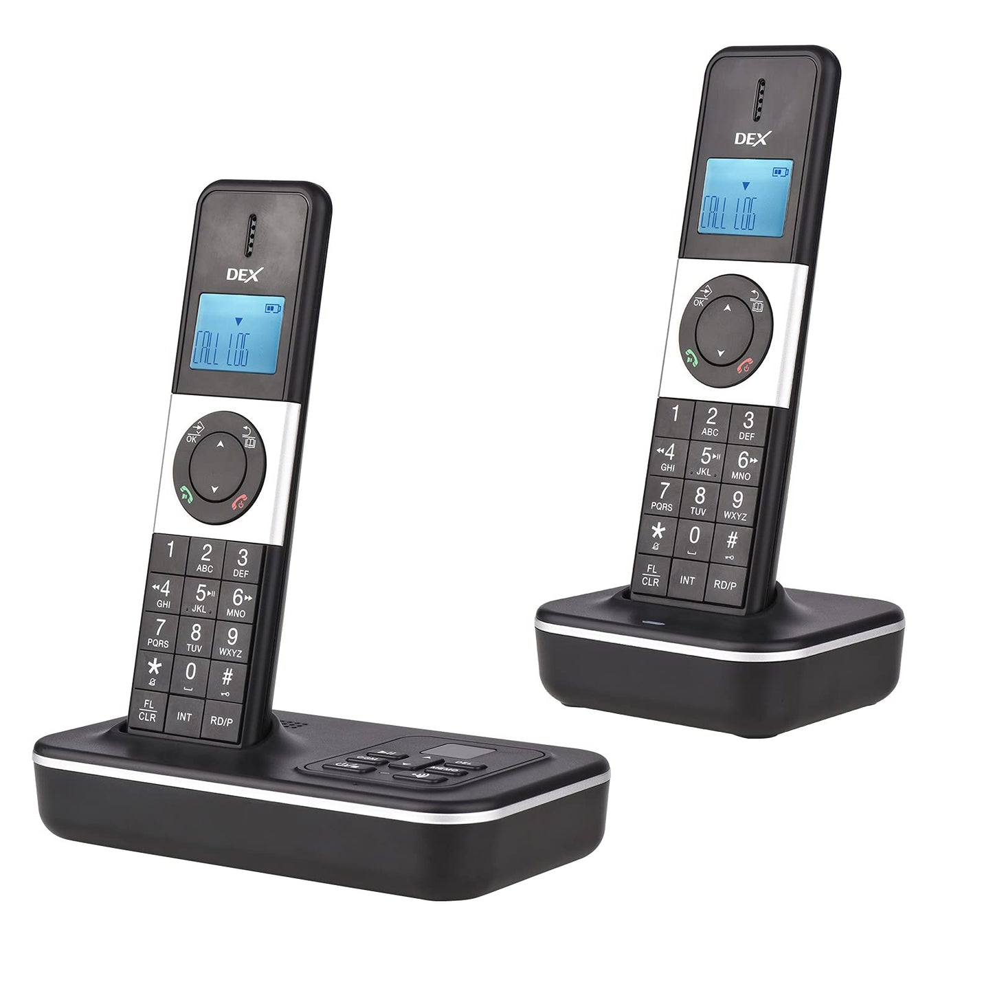 BHCASE Teléfono inalámbrico de 2 Auriculares con contestador automático Identificador de Llamadas/Llamada en Espera Pantalla de 1,6 Pulgadas Se Pueden Registrar un máximo de 5 teléfonos