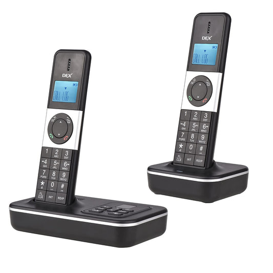 BHCASE Teléfono inalámbrico de 2 Auriculares con contestador automático Identificador de Llamadas/Llamada en Espera Pantalla de 1,6 Pulgadas Se Pueden Registrar un máximo de 5 teléfonos