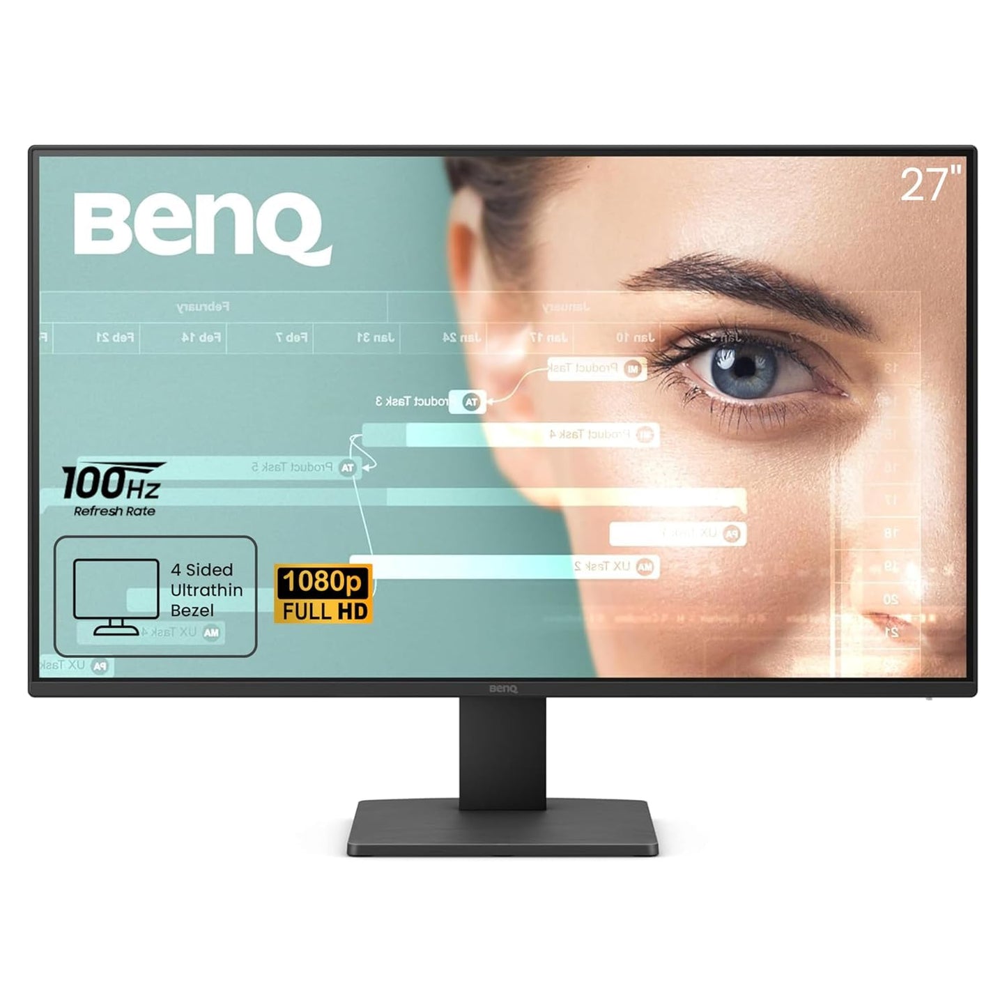 BenQ GW2791 Monitor de Cuidado Ocular IPS de 27 Pulgadas 1080p FHD 100Hz, HDMI, DisplayPort, 1080x1920, Bisel Ultra Delgado, Certificado TUV, sin Parpadeo, luz Azul Baja Plus, Eye-CareU