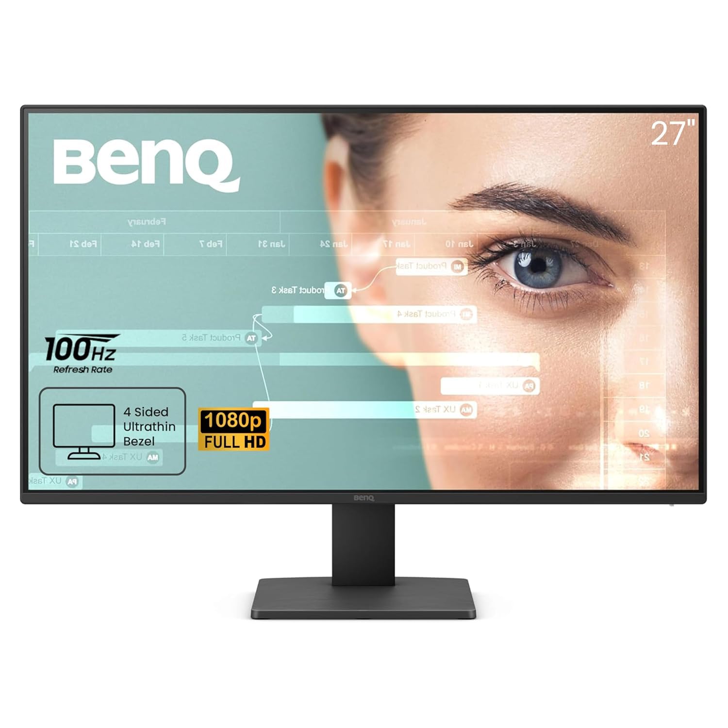 BenQ GW2791 Monitor de Cuidado Ocular IPS de 27 Pulgadas 1080p FHD 100Hz, HDMI, DisplayPort, 1080x1920, Bisel Ultra Delgado, Certificado TUV, sin Parpadeo, luz Azul Baja Plus, Eye-CareU