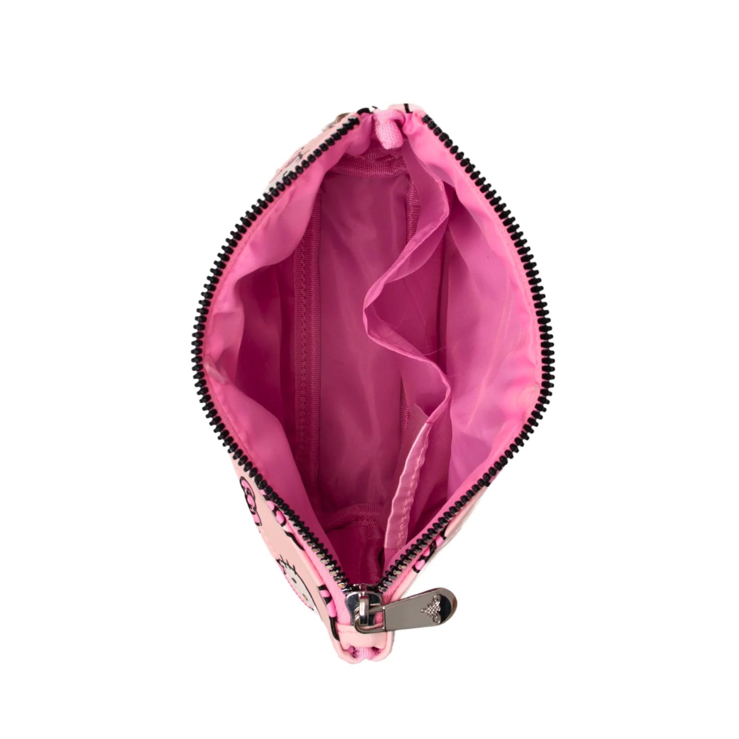 Impressions Vanity Hello Kitty - Bolsa de maquillaje con doble cierre para mujer, diseño de Hello Kitty, bolsa de maquillaje para viajes con interior forrado de poliéster, bolsillos deslizantes y