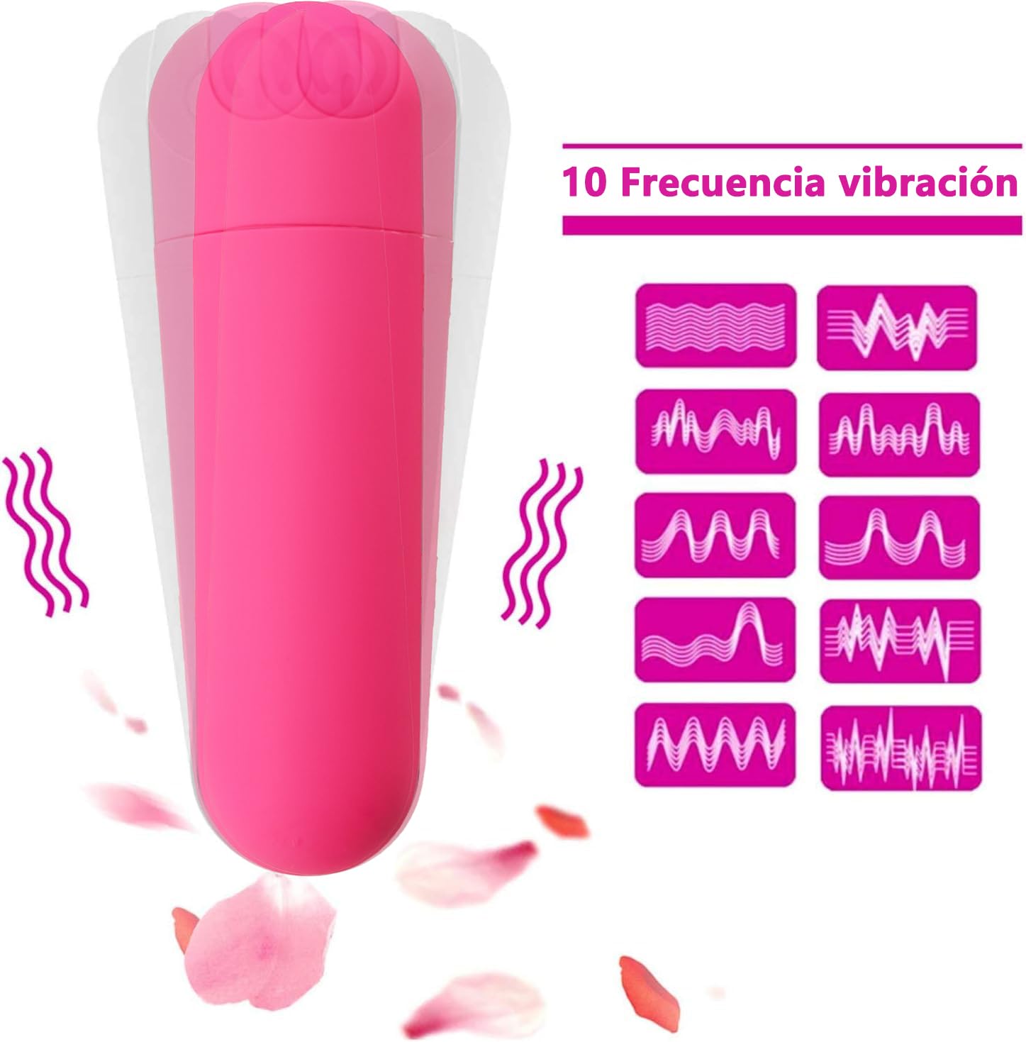 Vibrador Bullet Mini Silicona Rosa Inalámbrico Recargable 10 Modos Impermeable para Mujer