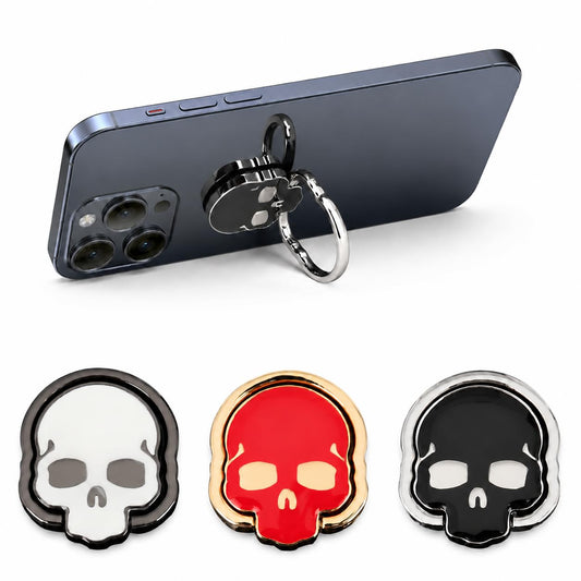 Soporte de Anillo de Teléfono DaKuan Negro con Forma de Calavera y Metal Ajustable