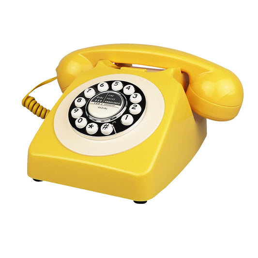 Benotek - Teléfono fijo retro, color amarillo, estilo antiguo, con teclado de marcación a presión, teléfono antiguo con cable de una sola línea, teléfonos antiguos para decoración del hogar, oficina