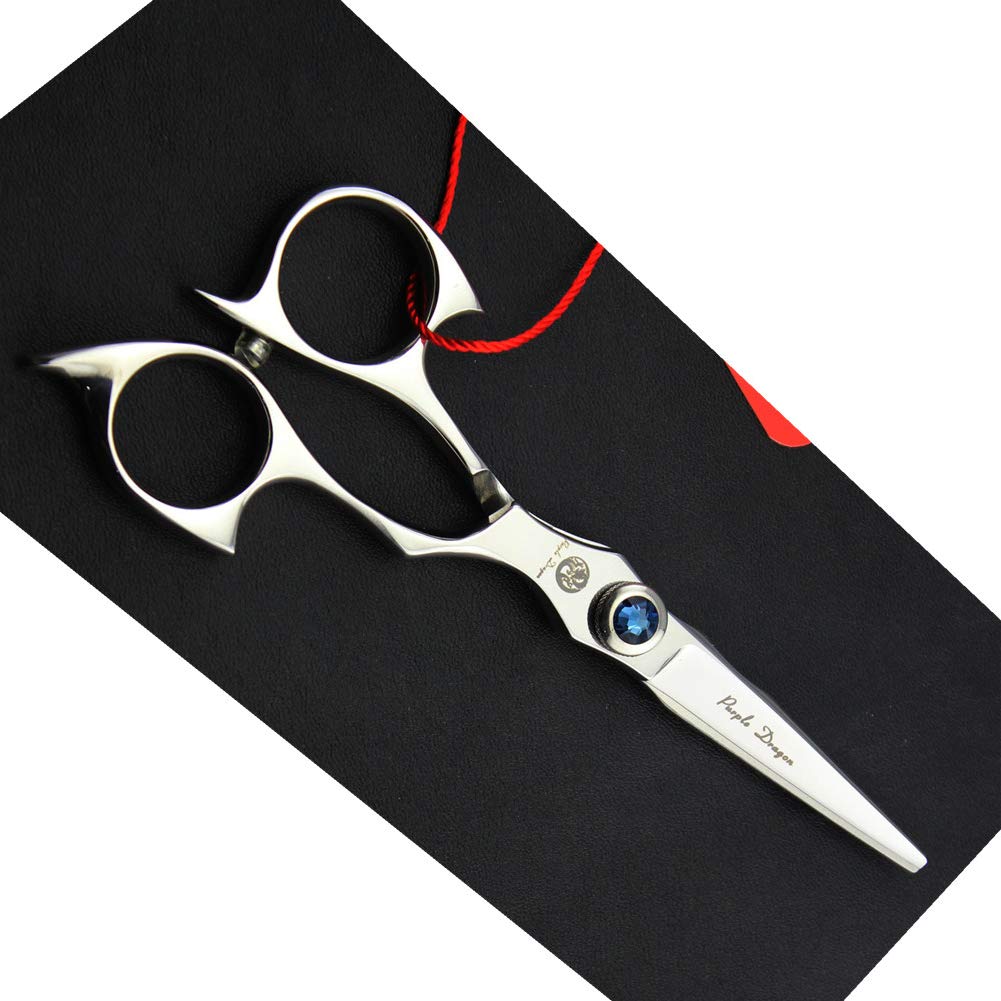 Purple Dragon Tijeras de Peluquería Profesional 5.0 Pulgadas 440C Acero Inoxidable Plateado con Bolsa para Barbero y Estilista