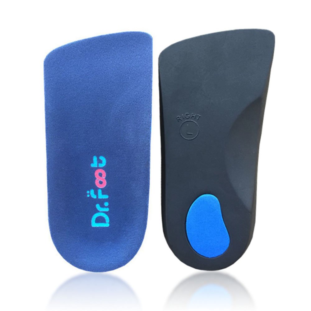 Plantillas Ortopédicas Dr. Foot's Azul Negro 3/4 de Longitud para Arcos Caídos en Talla Grande