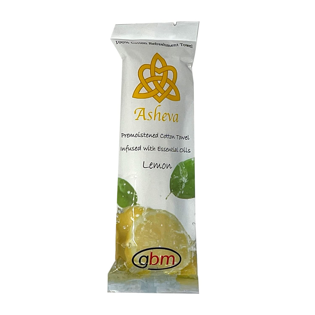 GBM Asheva - Toalla refrescante de algodón húmedo envuelta individualmente de 8 x 9 pulgadas (limón, 10 unidades)