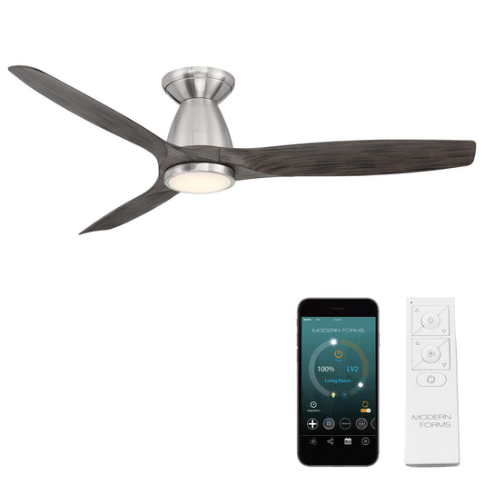 Ventilador De Techo Modern Forms Skylark Blanco Ventilador Inteligente con Luz LED y Control Remoto Compatible con Alexa e iOS 54In Para Interiores y Exteriores
