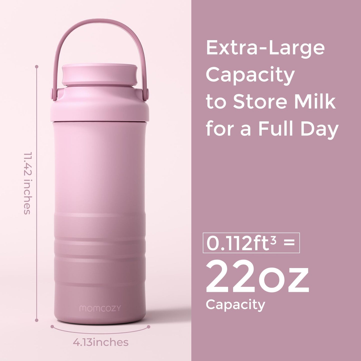 Momcozy Enfriador Portátil de Leche Materna de 22 oz para Exteriores, Salvavidas con Enfriamiento Total de 360° por 24 Horas, Enfriador de Leche Materna de Viaje de Mayor Capacidad con 2 Biberones