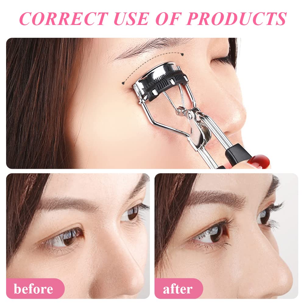 CfoPiryx 3 rizadores de pestañas con peine integrado, accesorio de pestañas postizas, herramientas profesionales de maquillaje para ojos para mujeres pestañas rizadas (tamaño 3 piezas)