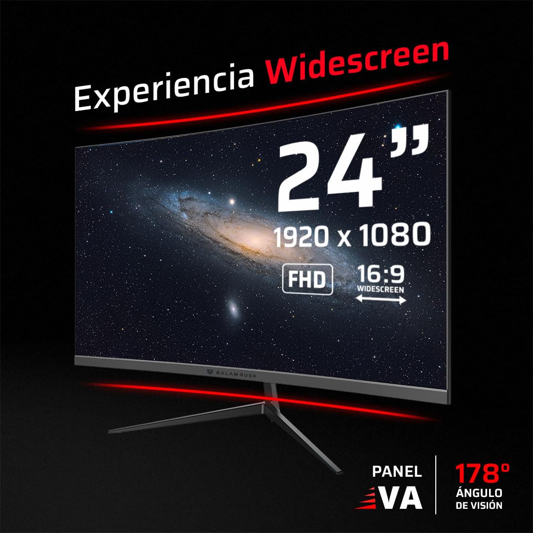 Balam Rush Andromeda Monitor Gamer Curvo MAG24Y, 23.8 Pulgadas, FHD, 180Hz, 1ms, VA, F-Sync, G-Sync, Flicker-Free, HDMI 2.1, DisplayPort 1.4 (Blanco)