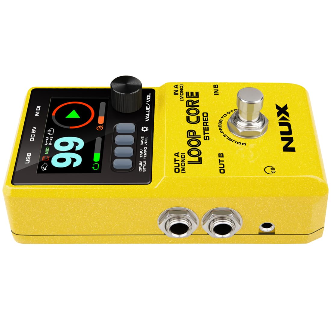 NUX Loop Core - Pedal estéreo para guitarra de 6 horas de tiempo de grabación, audio estéreo, control MIDI, simulación de cabina para salida a mezclador.