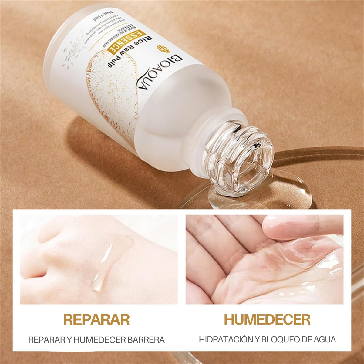 UNIVERSOENLINEA.COM Serum Cuidado Facial Arroz Aclara Y Reduce Manchas Oscuras Mejora Apariencia de La Piel Acido Hialurónico Mejora la Piel frágil, Nutre la Piel, Encoge los Poros, Hidratación de Larga Duración, Cuida Bien la Piel Hidratante y Tierna