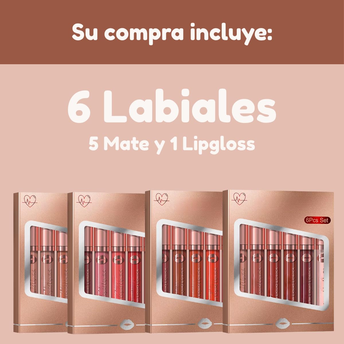 Set 3 Labiales Matte Larga Duración Maquillaje Waterproof Juego de brillo de labios de 3 piezas, Pintalabios líquido de larga duración, resistente al agua, mate, terciopelo, antiadherente, maquillaje (paq 4)
