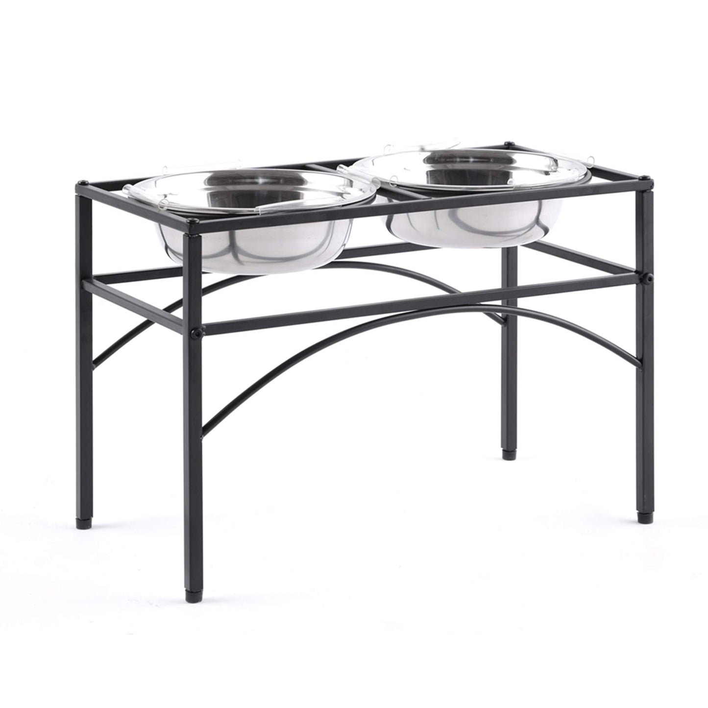 Funkeen Elevated Dog Bowls Raised Pet Feeder Cat Food & Water Diner Stand Set w/ 2 Removable Stainless Steel Bowls (2 Quarts/13.77" in Height)