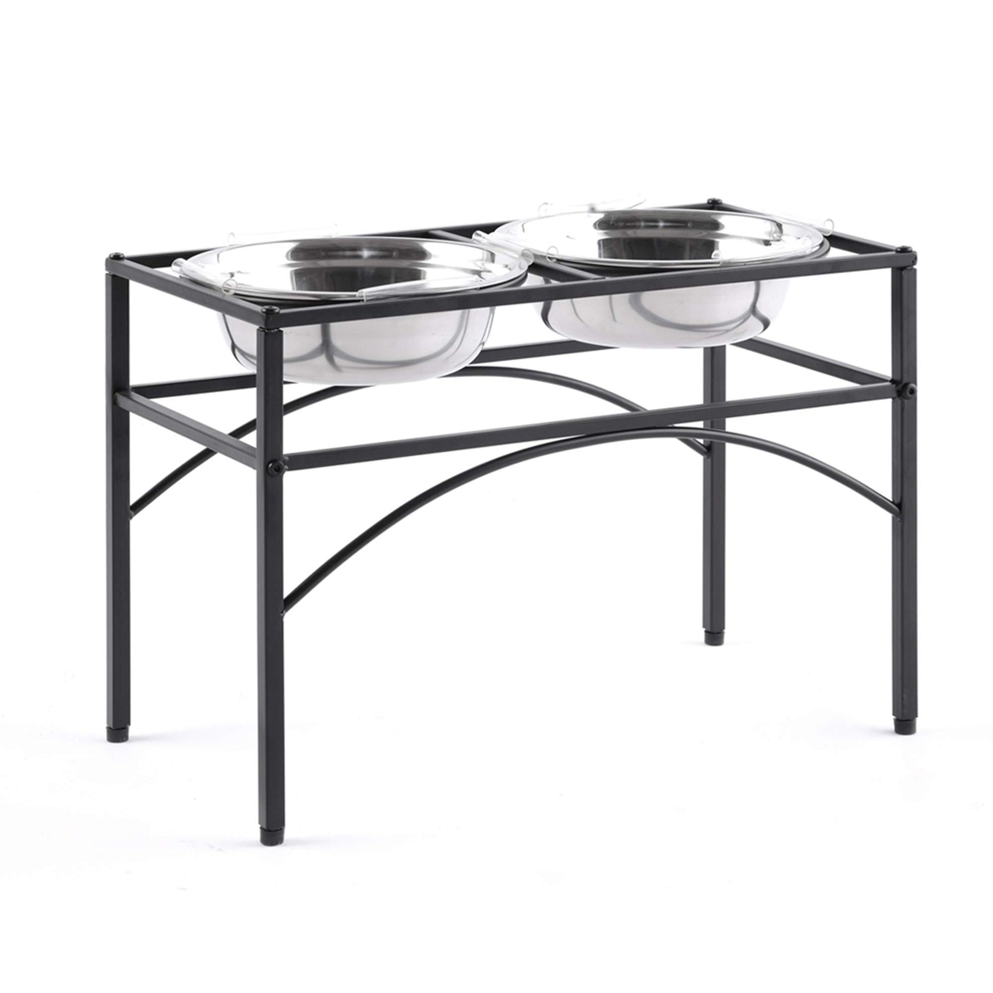 Funkeen Elevated Dog Bowls Raised Pet Feeder Cat Food & Water Diner Stand Set w/ 2 Removable Stainless Steel Bowls (2 Quarts/13.77" in Height)