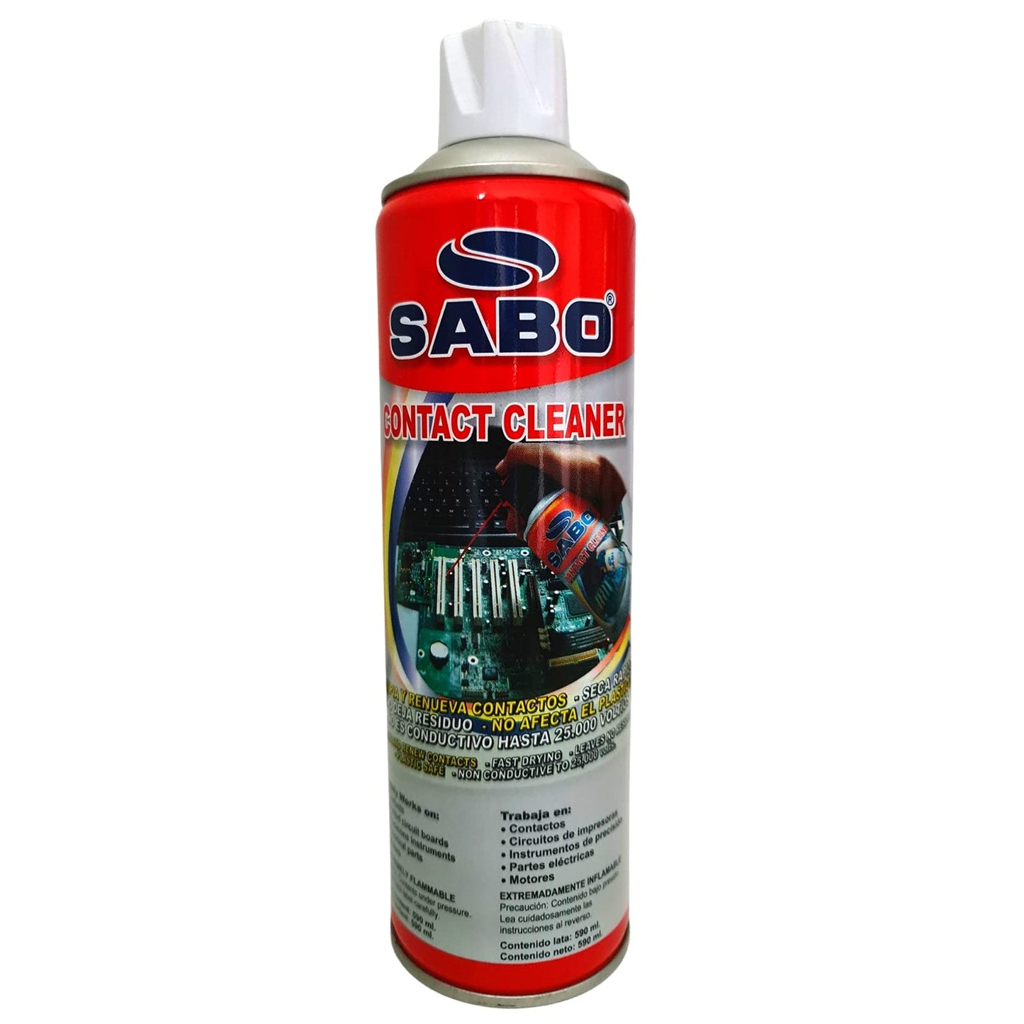 Limpiador de Contactos CONTACT CLEANER Lata 590ML Incluye Popotillo. Limpiador de partes eléctricas Limpiador dieléctrico. Limpiador multiusos tarjetas electrónicos Retira grasa y suciedad. Lata Spray