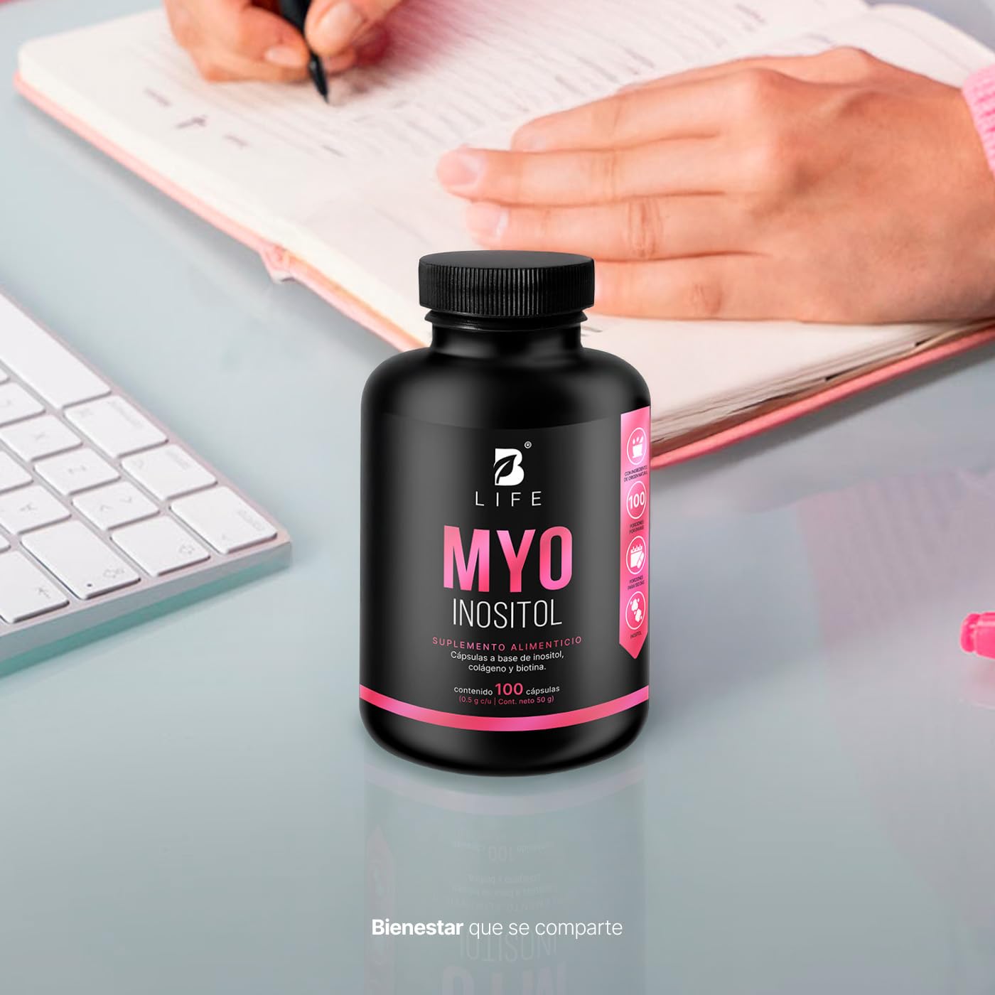 B Life | Inositol de 100 Cápsulas de 500 mg | Ingredientes naturales | Myo Inositol.