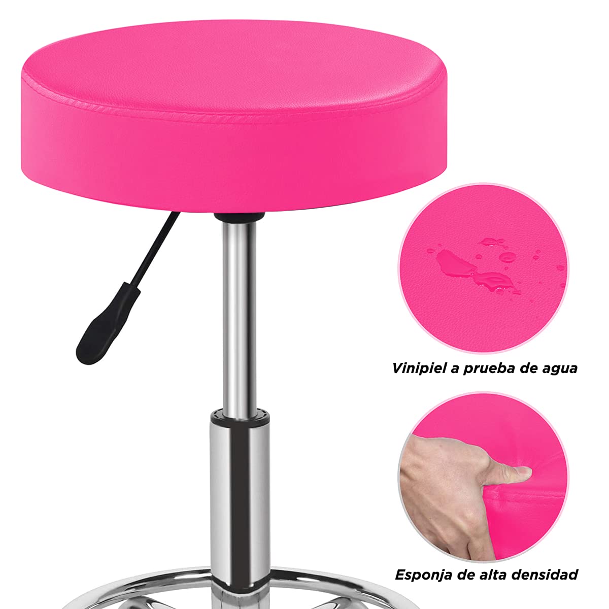 Silla Taburete VANLIG Rosa Altura Ajustable y Asiento Rotativo 360°