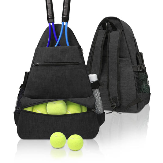 Layway - Mochila de tenis para hombres y mujeres, bolsa de raquetas de tenis para llevar raquetas de racquetball, squash, bádminton, pickleball y otros accesorios deportivos de viaje (negro)