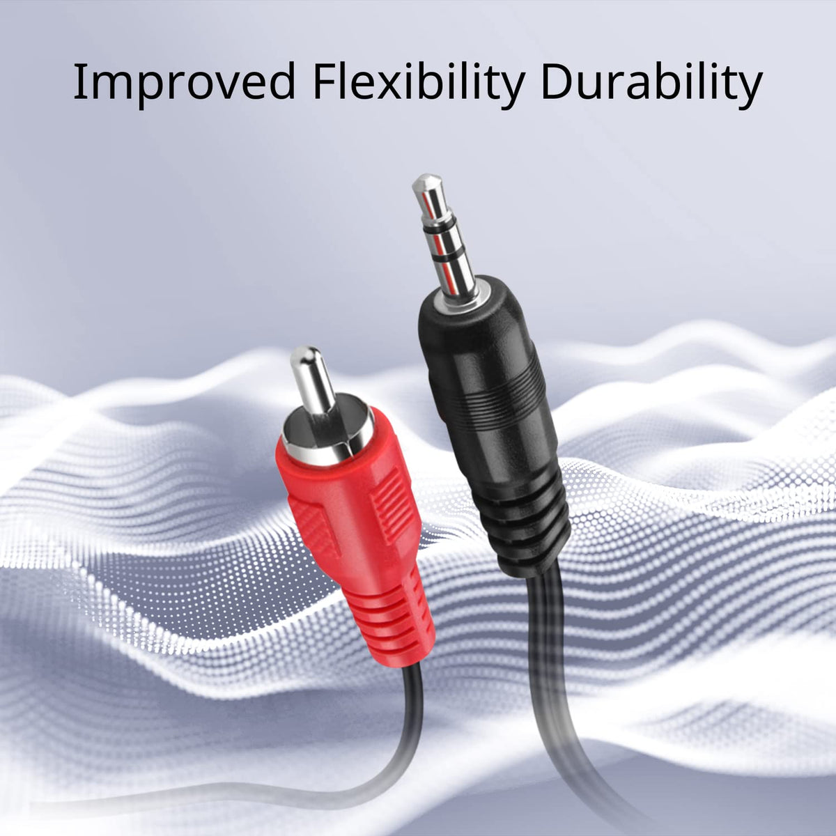Cable de Audio 3.5mm a RCA TNP Dorado Bi-Direccional Conector Macho a Macho 30 Pies Estéreo 2RCA