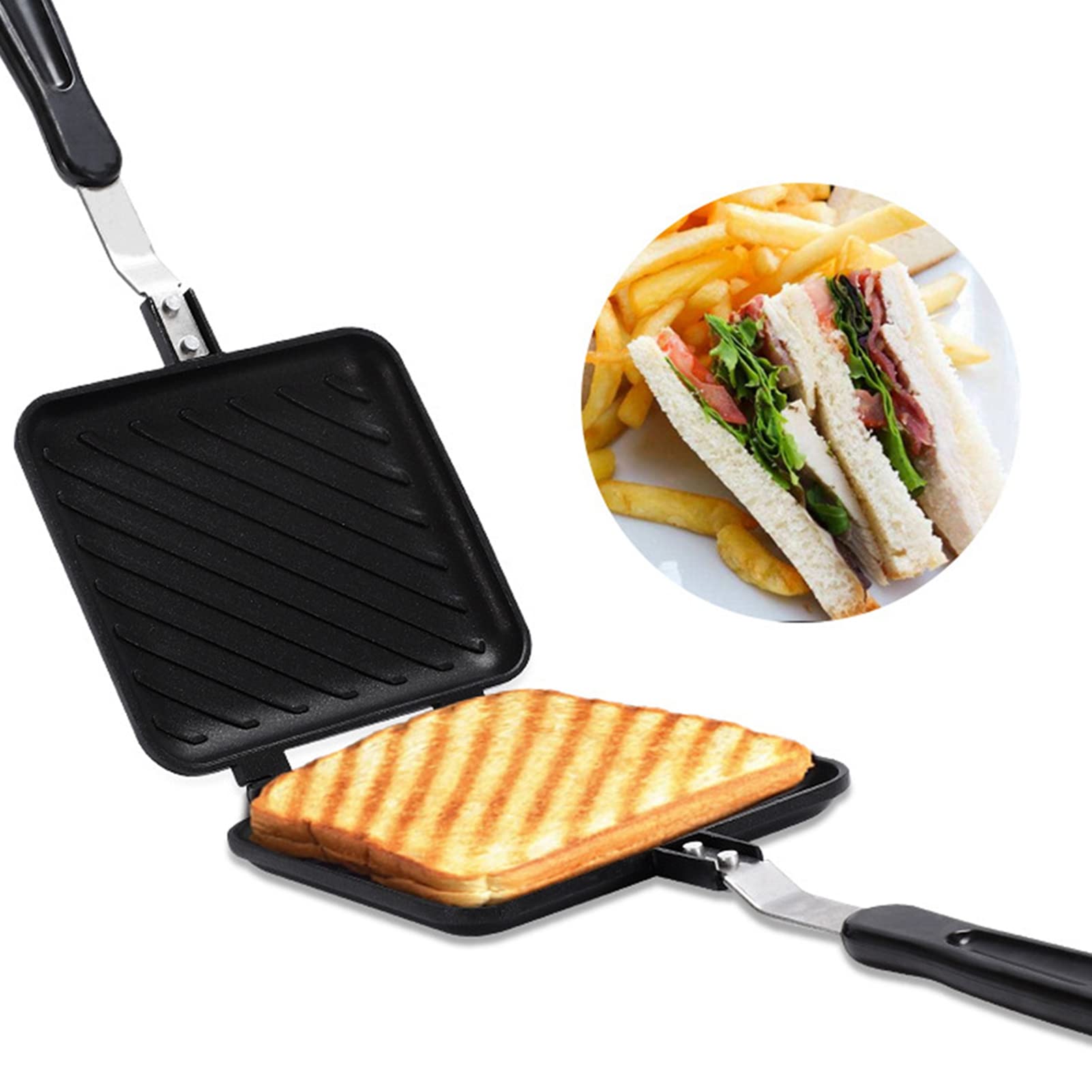 CHICIRIS Sandwichera caliente, sandwichera antiadherente, tostadora, sartén, prensa de panini de doble cara, sandwichera, patrón de cuadrícula