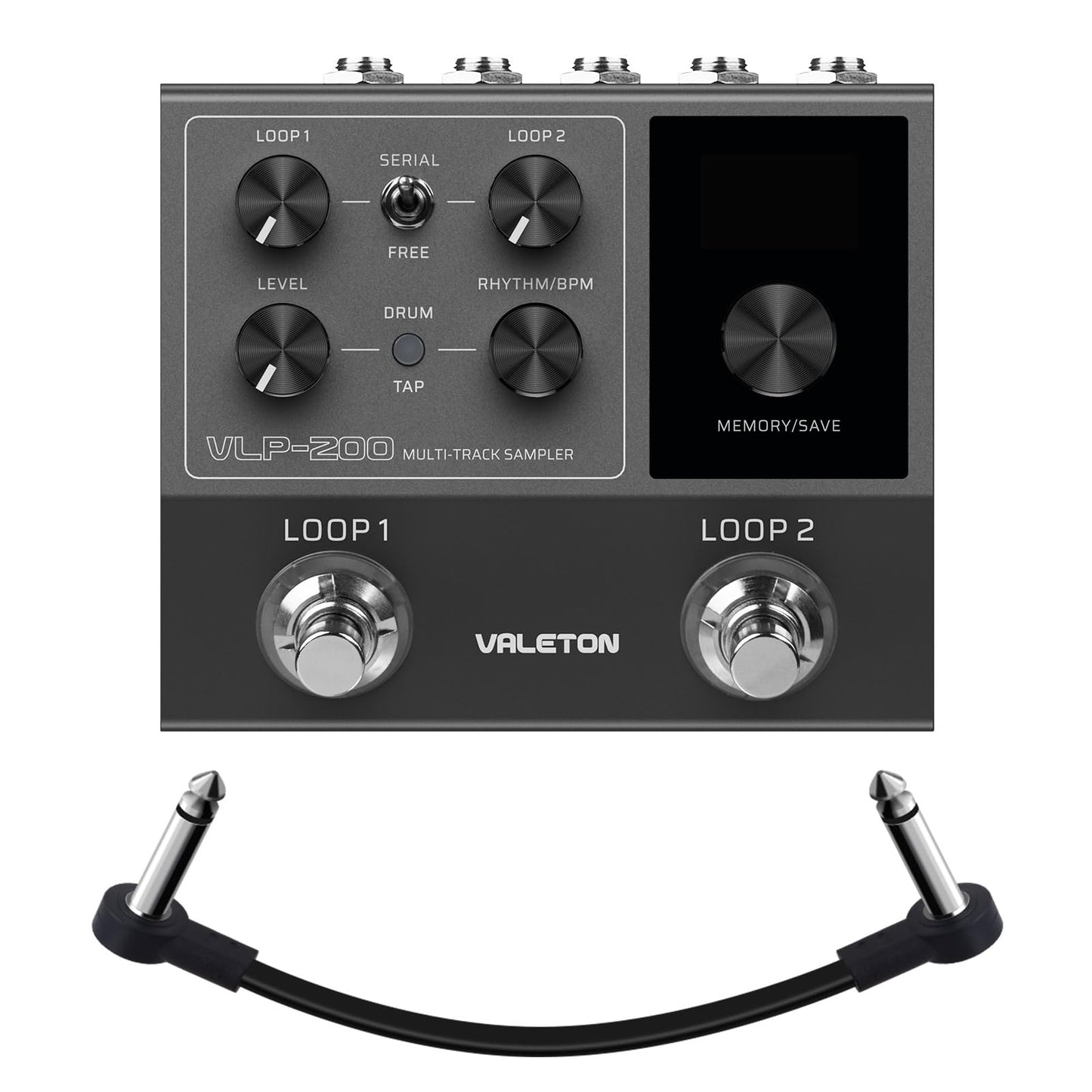 VALETON Looper - Pedal de doble pista estéreo para guitarra, bajo, teclado, máquina de batería de voz, 99 espacios de almacenamiento de proyectos, soporte de software VLP-200 (incluido 1 cable TS