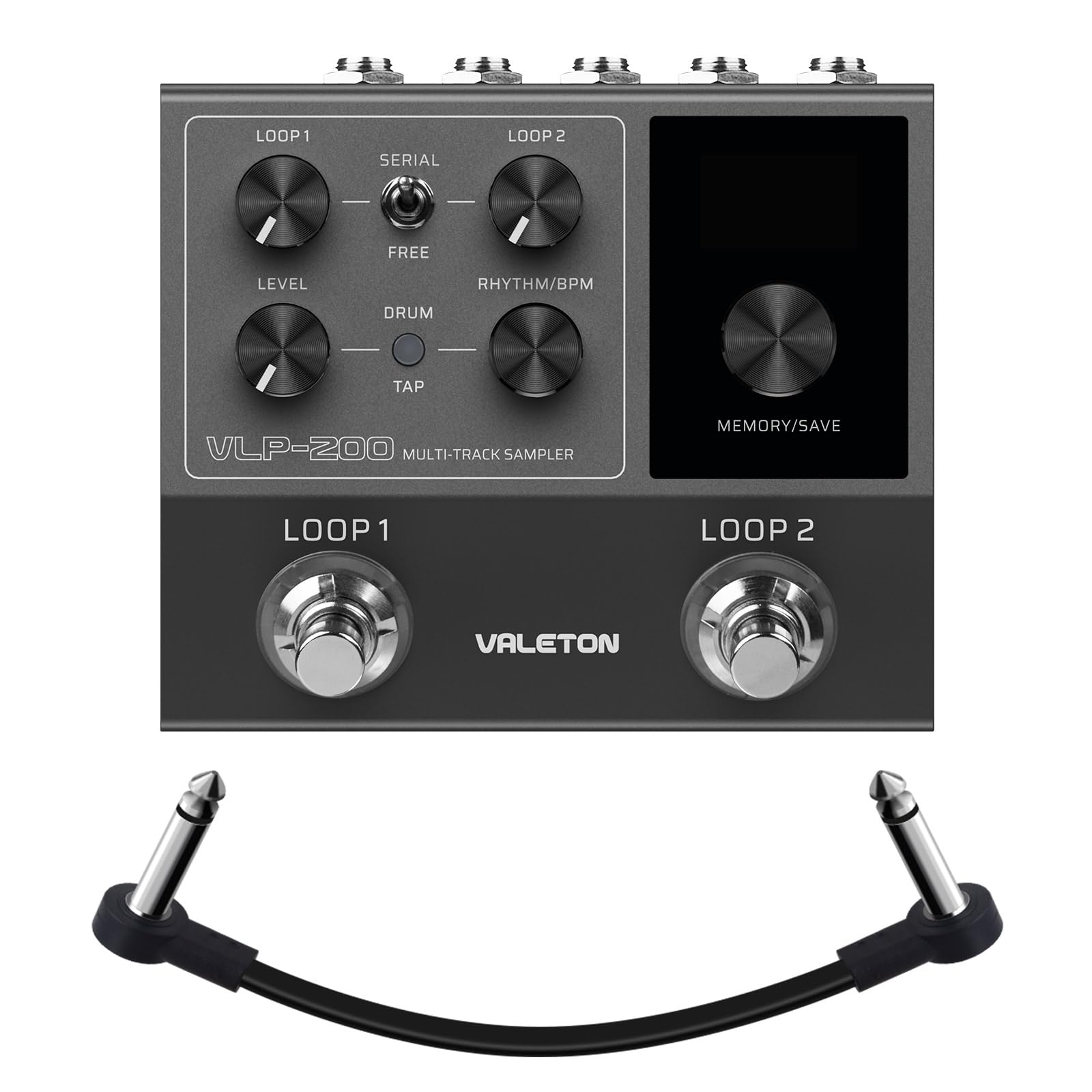VALETON Looper - Pedal de doble pista estéreo para guitarra, bajo, teclado, máquina de batería de voz, 99 espacios de almacenamiento de proyectos, soporte de software VLP-200 (incluido 1 cable TS