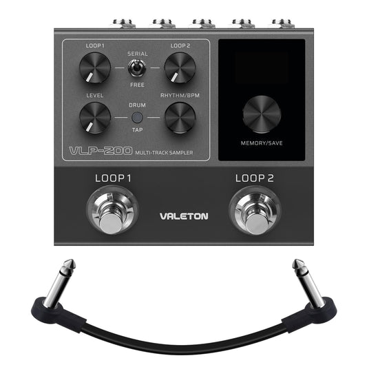VALETON Looper - Pedal de doble pista estéreo para guitarra, bajo, teclado, máquina de batería de voz, 99 espacios de almacenamiento de proyectos, soporte de software VLP-200 (incluido 1 cable TS