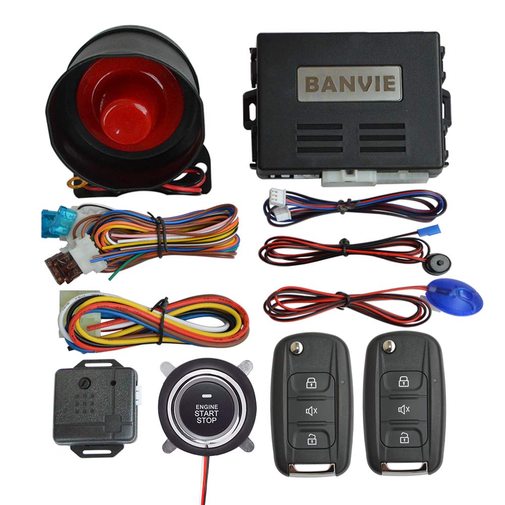 Sistema de Alarma para Coche BANVIE con Kit de Arranque Remoto y Botón de Parada de Motor