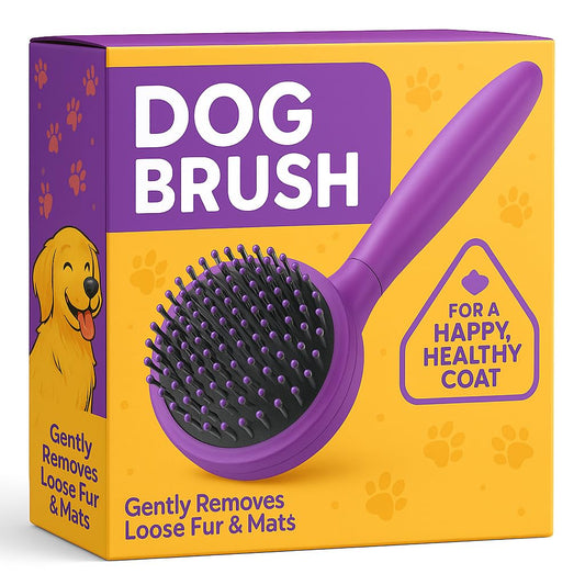 Cepillo de cerdas redondas para perros y gatos, cuidado suave para pelo corto o largo, herramienta suave para pieles sensibles elimina la caspa, la suciedad y desenreda – morado