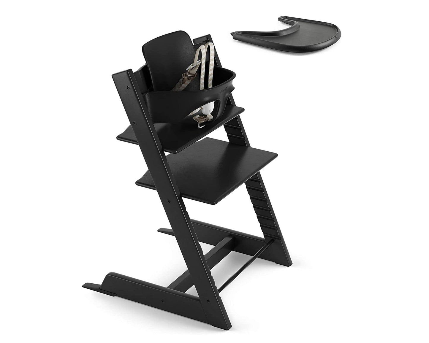 Stokke Tripp Trapp Juego de Silla,Baby Set, Bandeja y Arnes (Negro)