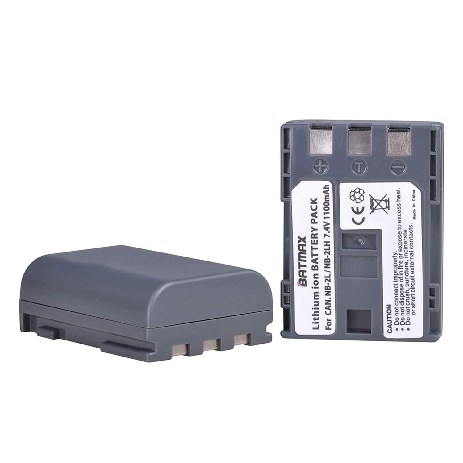 Batmax 2Pcs NB-2L NB-2LH Battery + Built-in USB LED Charger for Canon PowerShot G7 G9 S80 S70 S60 S50 S45 S40 S30, Canon DC410 DC420 EOS 350D 400D Digital Rebel XT XTi, VIXIA HF R10