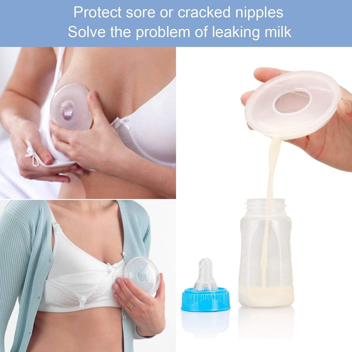 Concha Recolectorade Lactancia, Conchas para el Pecho Protector de Pezones para Reducir el Dolor, Conchas de Silicona sin BPA, Protector de Lactancia de Leche Materna, Almacenamiento de Leche Lectancia, Regalos para Mamá(2 piezas)