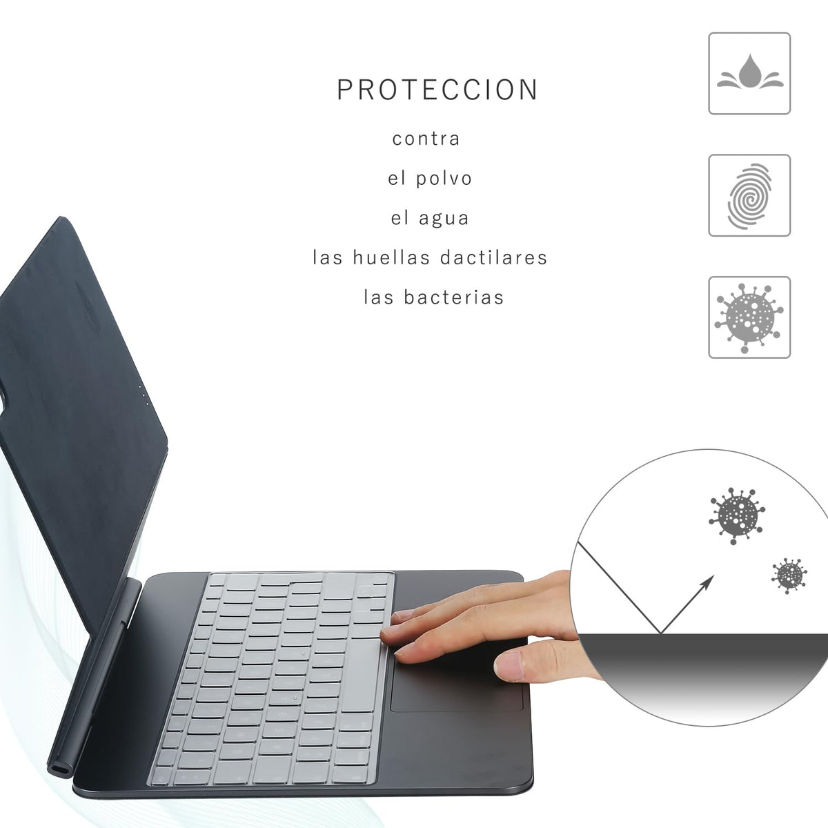 Cubre Teclado Digi-Tatoo Transparente con Teclas de Función para iPad Magic Keyboard 2026 iPad Air 13 (M4/M3) y Pro 13 (M5/M4) en Español