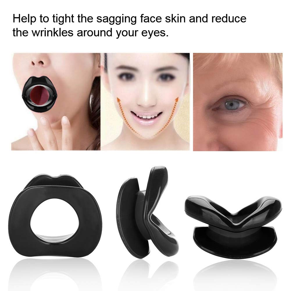 Dispositivo de Mejora de Labios y Ejercitador Facial en Silicona, Antiarrugas y Tensor Muscular (Negro)