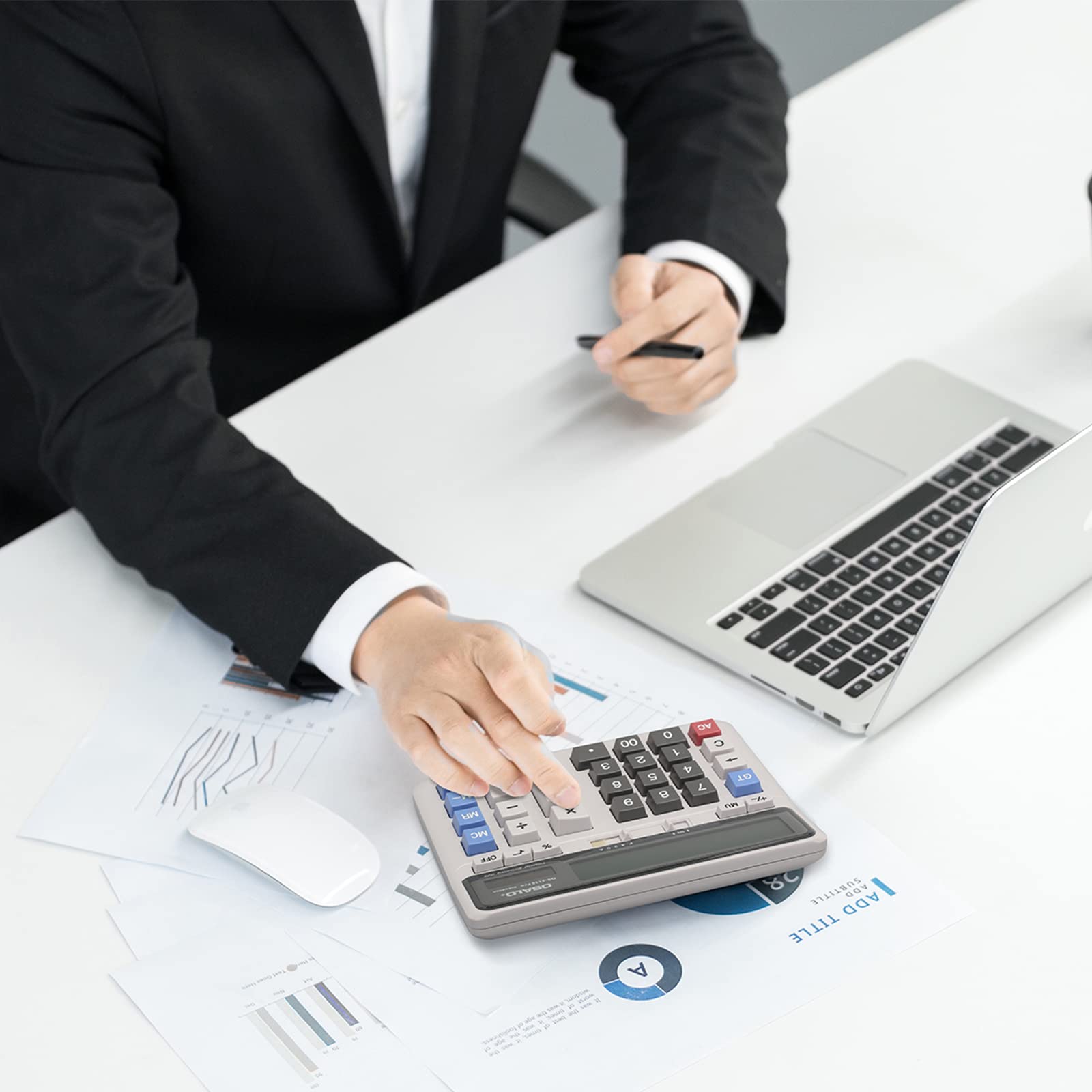 Pendancy Calculadora de Escritorio Pantalla LCD Extra grande Calculadora de Contabilidad de números Grandes de 12 dígitos con botón de Respuesta Gigante, para Office Business Home (2135-2 Piezas)